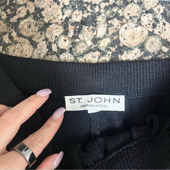 St John Separates Black Elastic Waist Pockets  Santana Knit Pant Size 4 USA - Picture 6 of 8